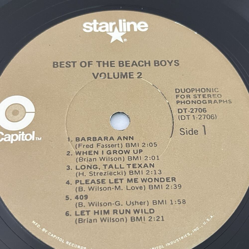 Best Of The Beach Boys Vol. 2 Vinyl LP 1967 Starline DT-2706 - Picture 3 of 7